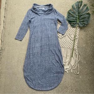Anthropologie Saturday Sunday Heathered Blue Cowl Neck Casual Dress Size XS